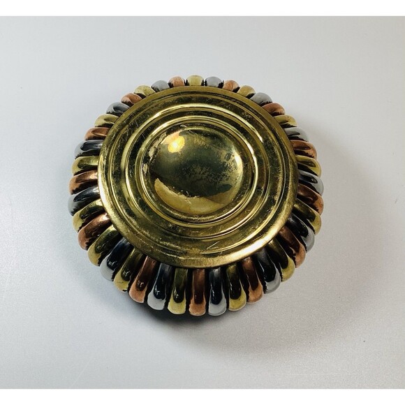 Tri-Color Metal Trinket Box Ash Tray 2-Piece - Picture 3 of 7